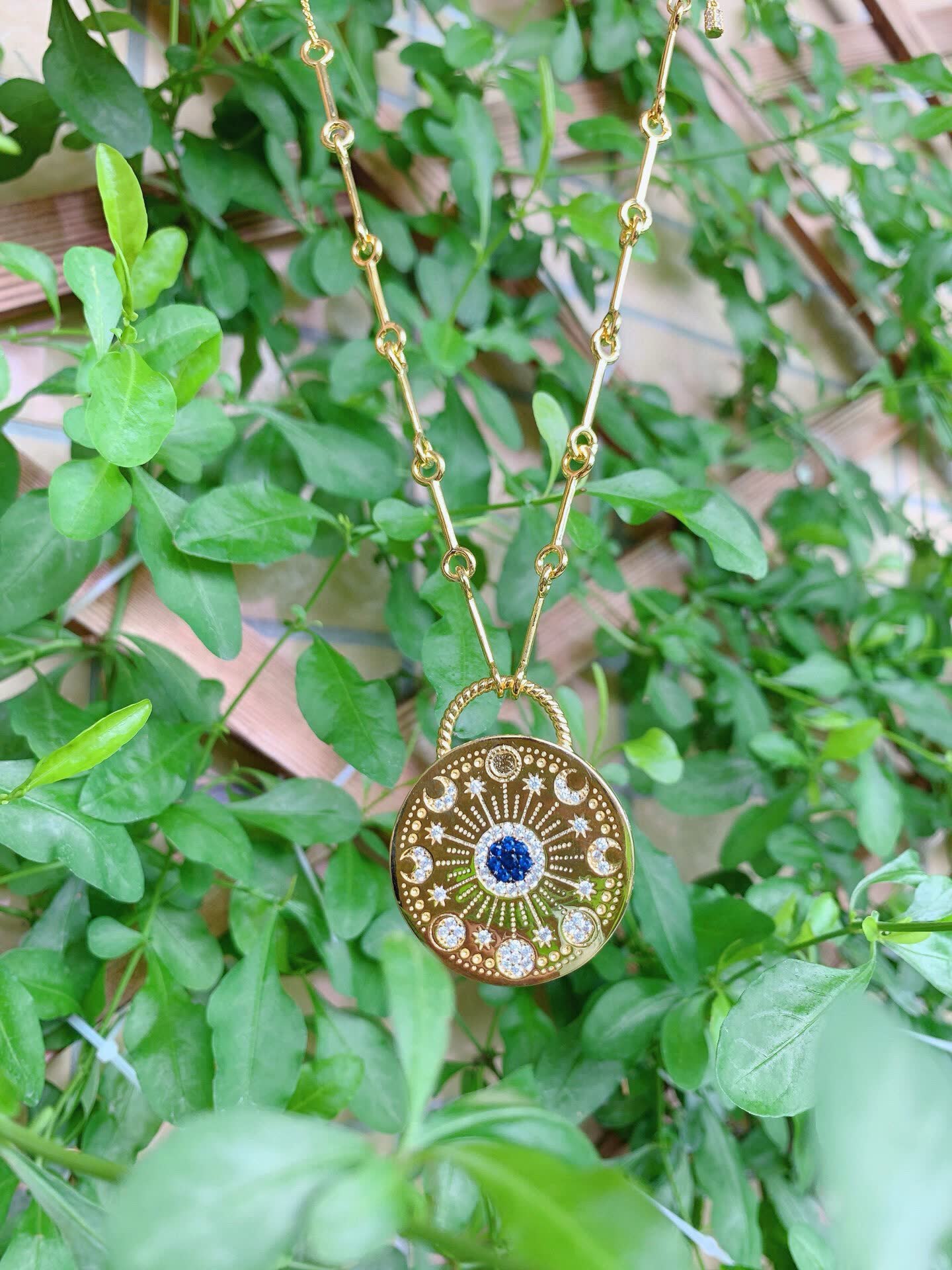 APM Monaco Gold Evil Eye Pendant Necklace